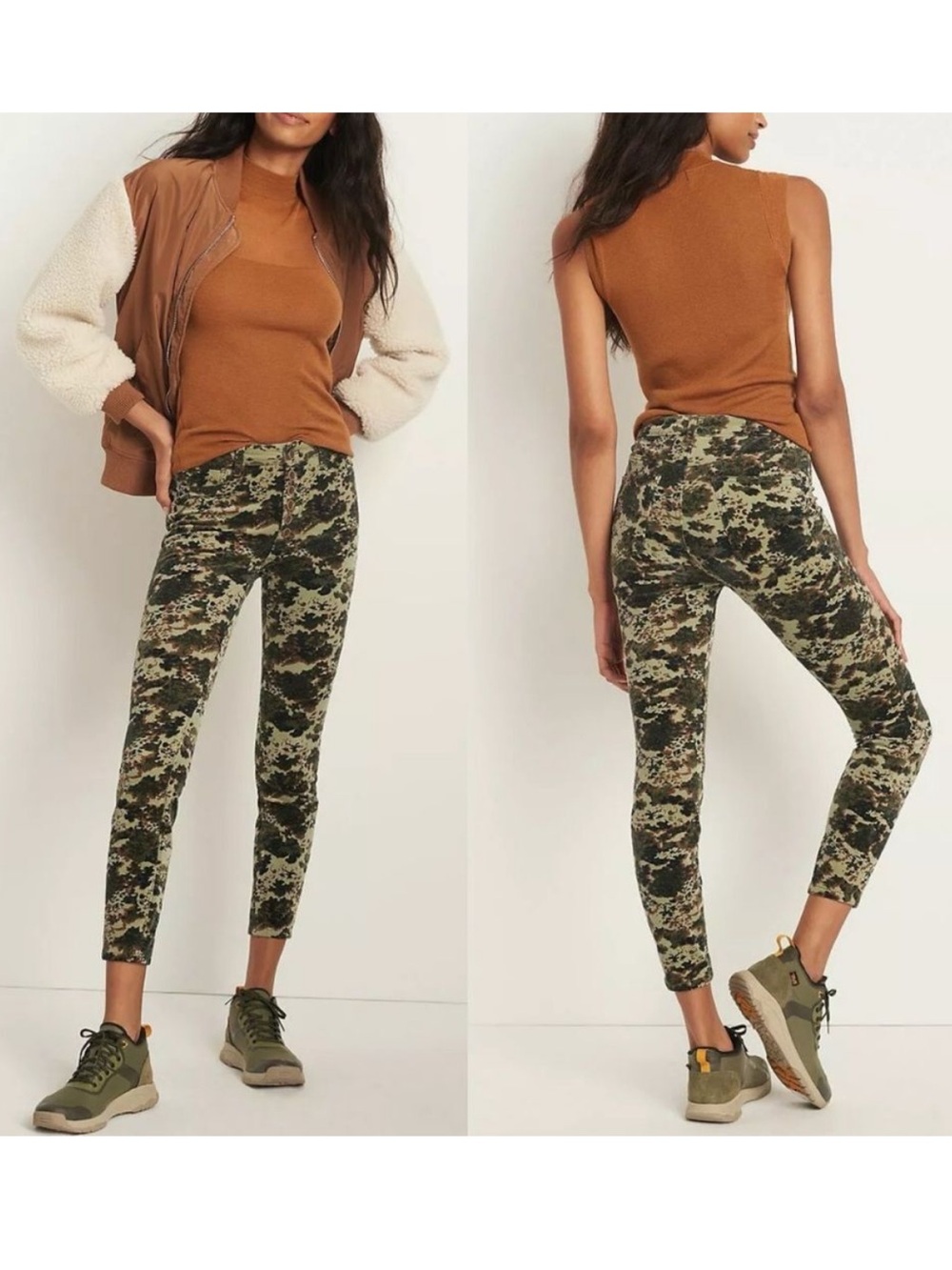 Anthropologie Pilcro Velvet Corduroy Camo Pants Size 26 Green Skinny Grunge Y2K